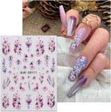 JMEOWIO 3D Nagelsticker Blumen Nail Art Sticker Selbstklebend Nagelaufkleber 5D Stereoskopisk Frühling Sommer Dekoration Nageldesign Zubehör 4 Blatt