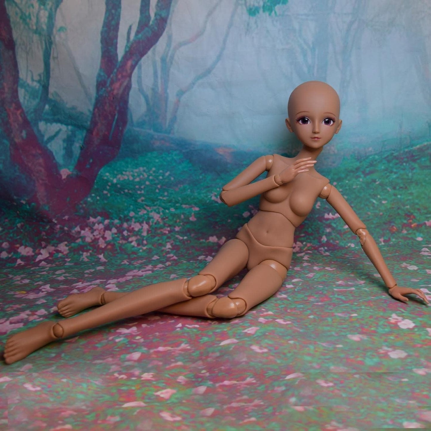 1/3 BJD dukke sort brun hud dukke krop 60 cm 24 tommer kugleled SD dukker Bevægelige led PVC DIY (Alexia)