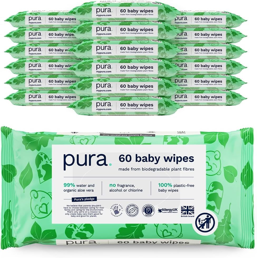 Miljøvenlige engangsbabyservietter til følsom babyhud 70 servietter (1 pakke) 99 % vand 100 % plastikfri til følsom hud Eksemtilbøjelig nyfødt biologisk nedbrydelig vegansk