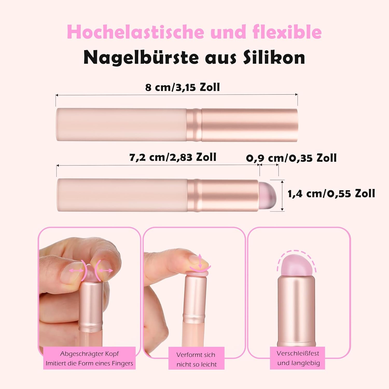 Aokitec 14 Stück Silikon Tool Nägel Pinsel Für Gel Naillack UV, Wiederwendbare Gel Pinsel Für UV Naillack Chrome Nail Powder, Nail Art Tilbehør til Ombre Blush Mirror Effekt, Nägel Selber Machen