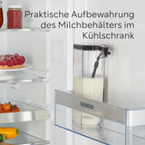 Siemens EQ500 fuldautomatisk espressomaskine TQ513D01, mange kaffespecialiteter, mælkeskummer, integreret mælkebeholder, automatisk damprensning, 1500 W, naturligt lys sølv/klaver sort