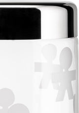 Alessi AKK37 GIROTONDO Køkkenkrukke i glas med påtryk og forseglet låg i rustfrit stål, L 21,6 cm, H 10,5 cm Fødevarekasser Naty Shop