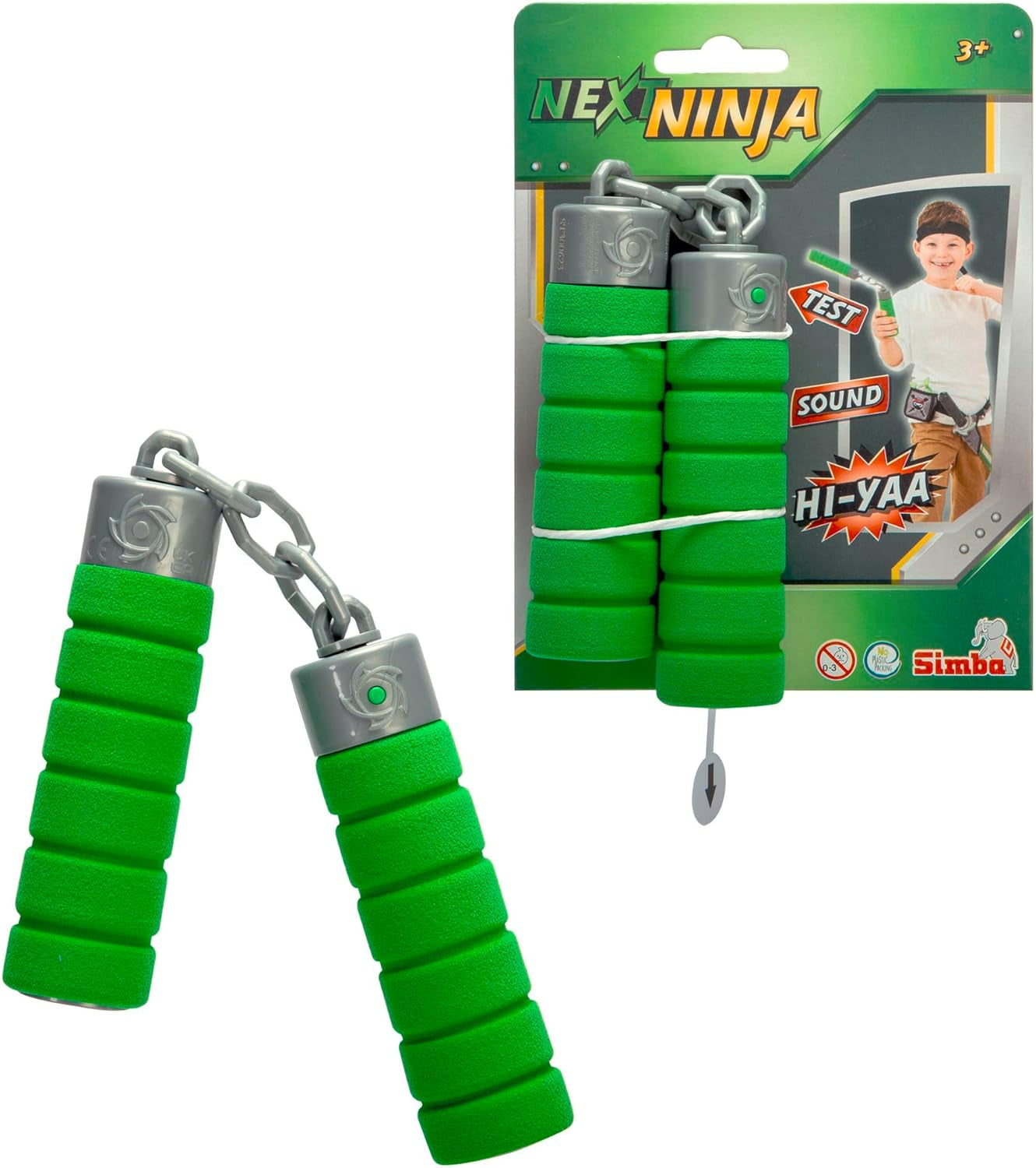 Næste Ninja Nunchaku, lyd, håndtag pakket ind i blødt materiale, 13cm, rollespil, fra 3 år, grøn Actionfigurer Naty Shop