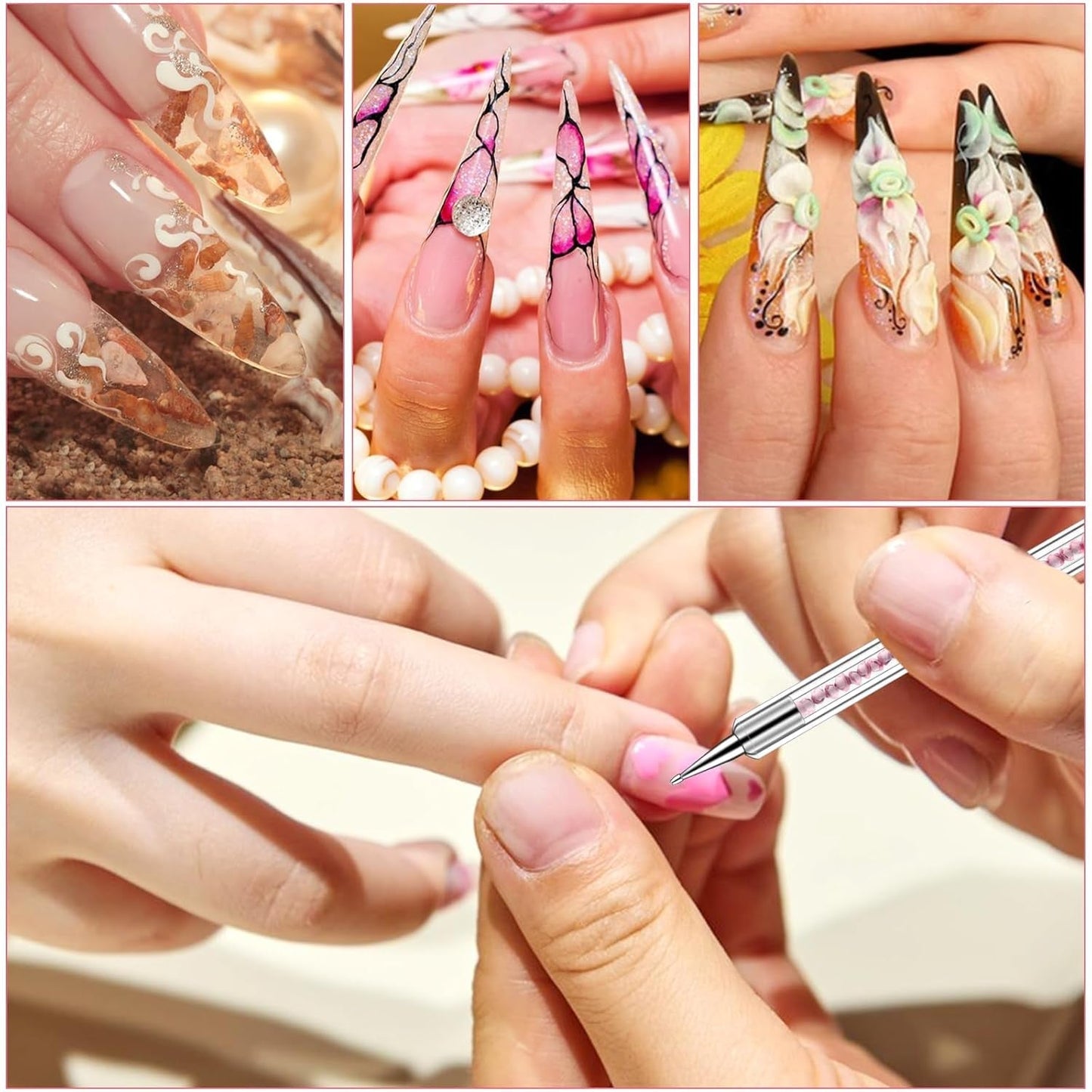 5 Stück Nail Art Pinsel Sæt Dotting Tool Nailart Pinsel Nageldesign Dotting Pen Strass Professionel Acryl Feinmalerei Nail Art Design