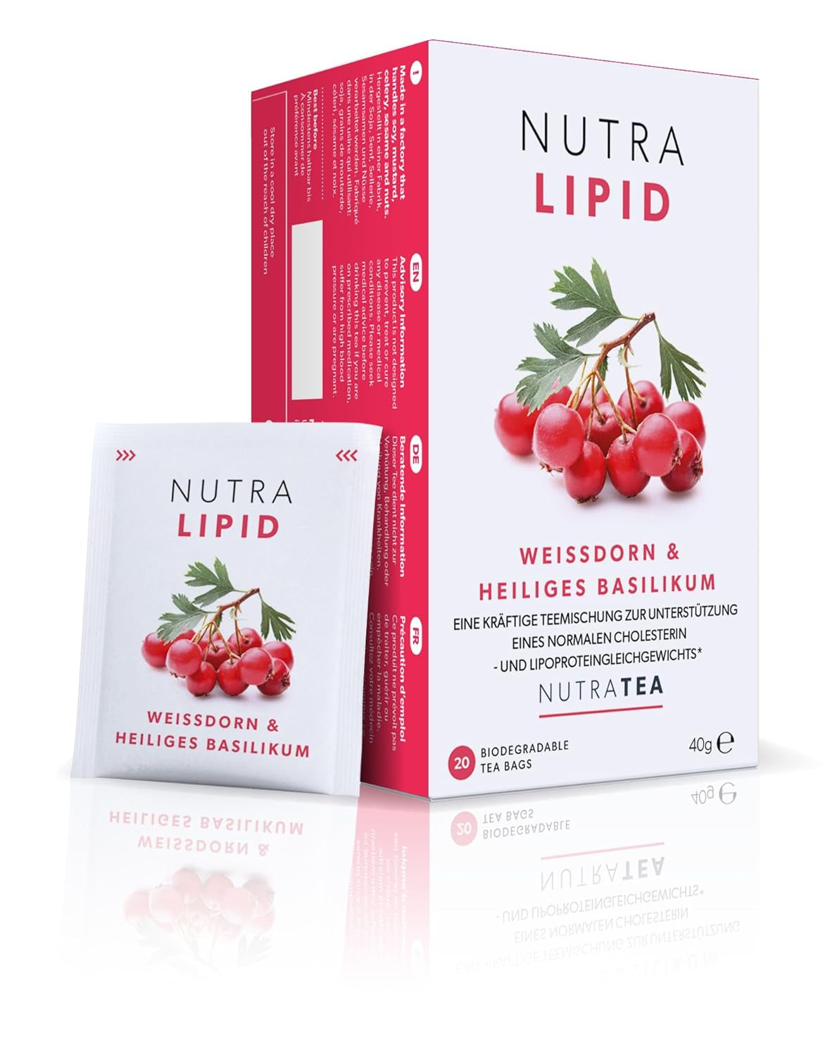 Nutra Tea NUTRALIPID, Blodsukkerbalancerende te Hjælper med at opretholde blodsukkerniveauet, Slankende te Forbedrer stofskiftet og kan undertrykke appetitten, 20 genanvendelige teposer