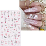 JMEOWIO 3D Nagelsticker Blumen Nail Art Sticker Selbstklebend Nagelaufkleber 5D Stereoskopisk Frühling Sommer Dekoration Nageldesign Zubehör 4 Blatt
