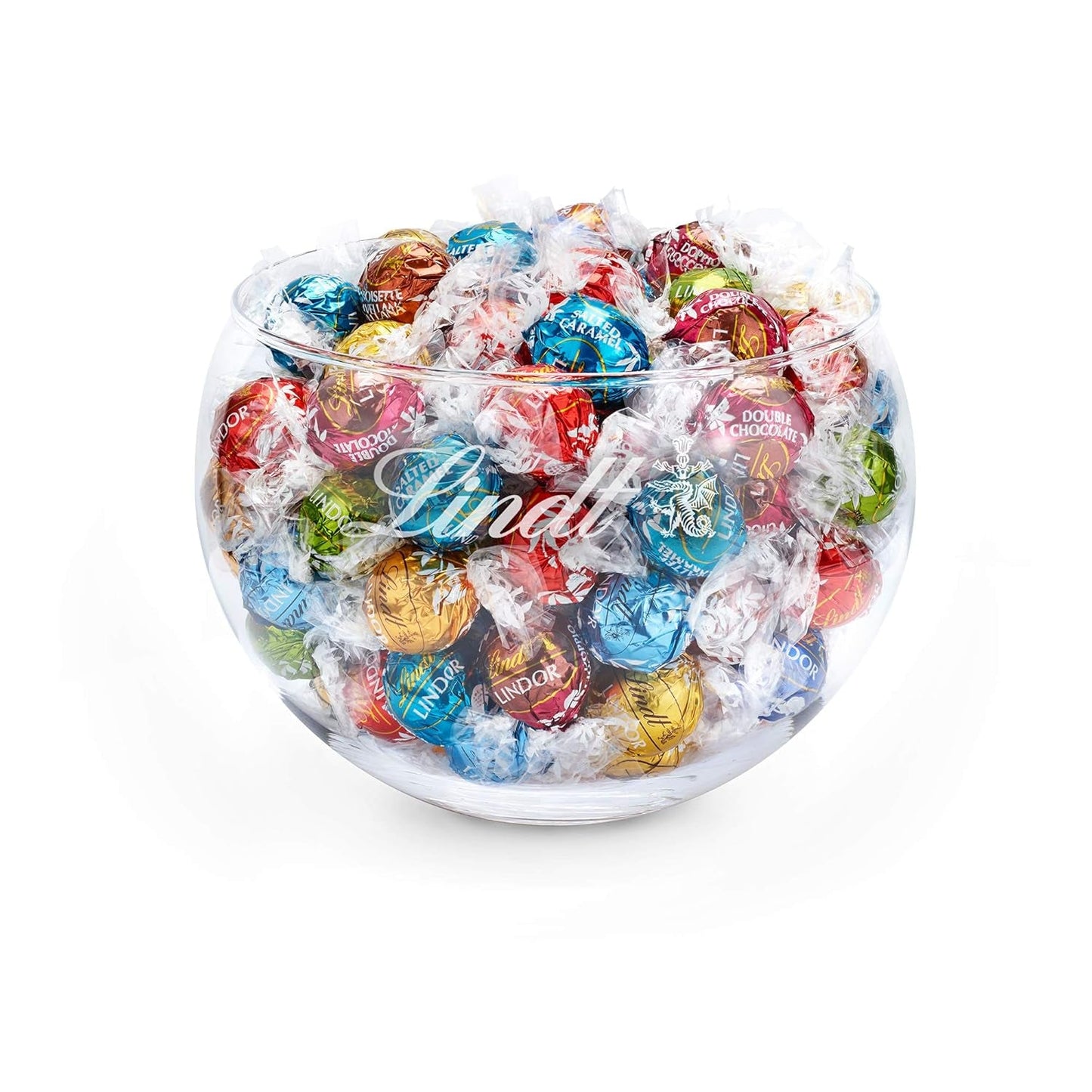 Chokoladeblanding LINDOR | 1371 g | Ca. 109 kugler: Mælkechokolade og LINDOR kugler med jordbærcreme | 1 kg pose, ca. 80 chokoladekugler hvid chokolade med jordbærcreme