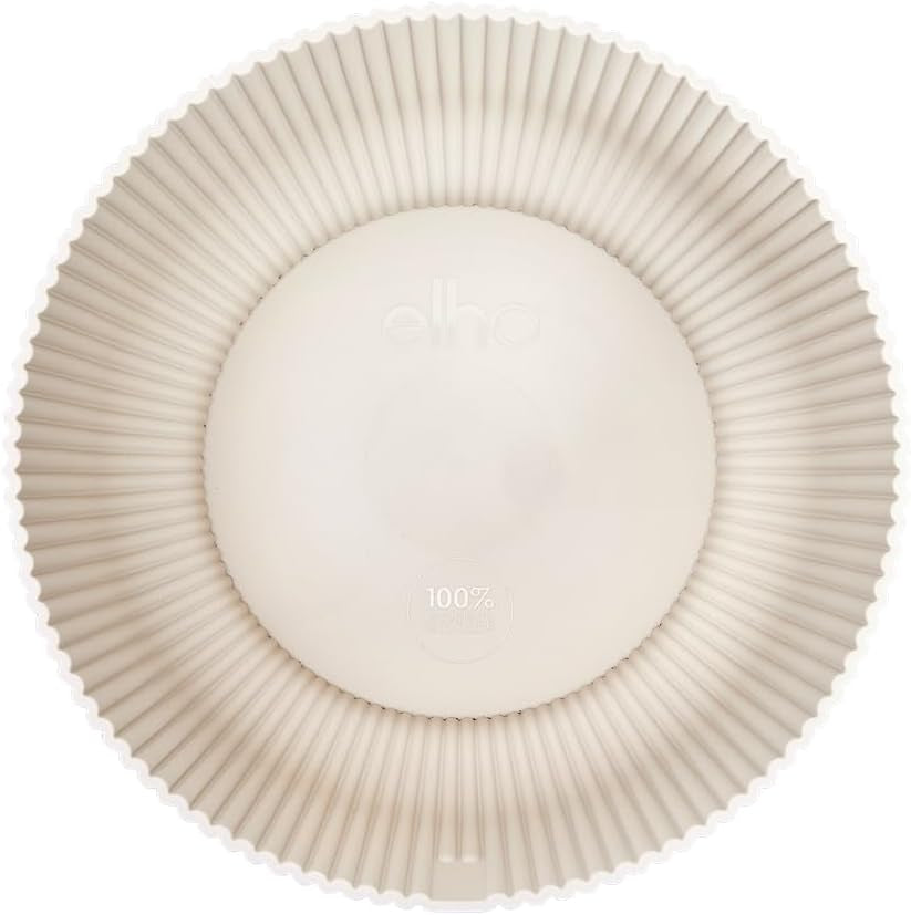 elho Vibes Fold Bowl 25 - Indendørs urtepotter - 100% genbrugsplast - Ø 24,9 x H 12,1 cm - Hvid/Hvid hør