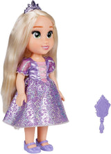Disney Princess Rapunzel 35 cm dukke, reflekterende glitterøjne, bevægelige led, aftagelig kjole, sko, krone, langt blondt hår, til piger på 3+