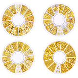 4 æsker Nagel Art Strass, 3D Nagel Art Decorations, Mix Größe Nagel Perlen Glitter Strass Guld Metall Hohlniet Nagelkunst Stern Mond Sonne Nagel Zubehör Für DIY Nageldesign