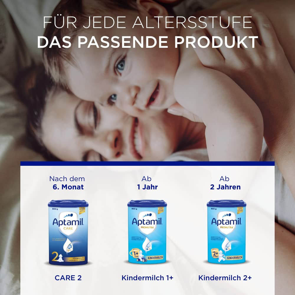 Aptamil Care 2 - Tilskudsmælk efter 6 måneder, med Omega 3 og 6, DHA og ARA, palmeoliefri, babymad, mælkepulver, 1 x 800 g (pakke med 3)