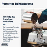 De'Longhi La Specialista Arte EC9155.MB portafilter espressomaskine med kværn, 8 maleindstillinger, 15 bar tryk, 3 temperaturindstillinger, mælkeskummer, 1550W, 1,7L tank, rustfrit stål/sort, inklusive barista kit