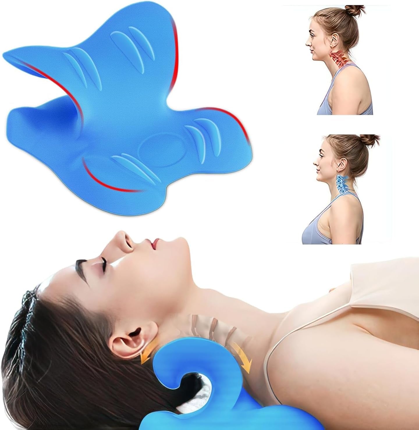 Neck Stretcher 2.0, Cloudy Neck Lefaya Neck Stretcher Ortopædisk test Vinder Neck Stretcher for at lindre nakkesmerter Premium Nakkepukkel Neck Cloud korrigerer kropsholdning (blå) Cervikal ortopædiske puder Naty Shop Standardtitel
