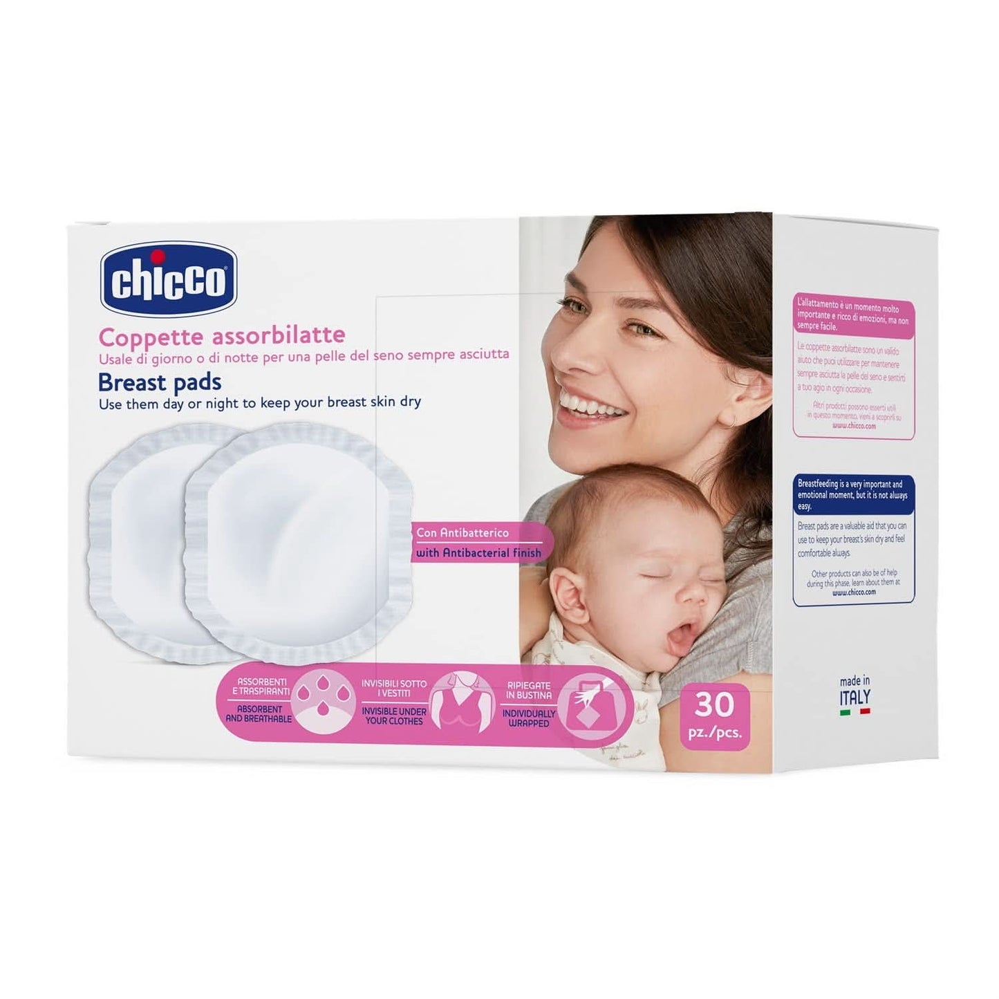 Chicco Acterielle Natural Feeling ammeindlæg, 30 stk. Mad og ammetilbehør Bebe Naty Shop