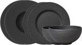 Villeroy & Boch Manufacture Rock Starter Sæt, 6 dele, sort, Tåler opvaskemaskine, Tåler mikrobølgeovn, Matsort Spisesæt, Spisestel, Bestik, Premium Porcelæn