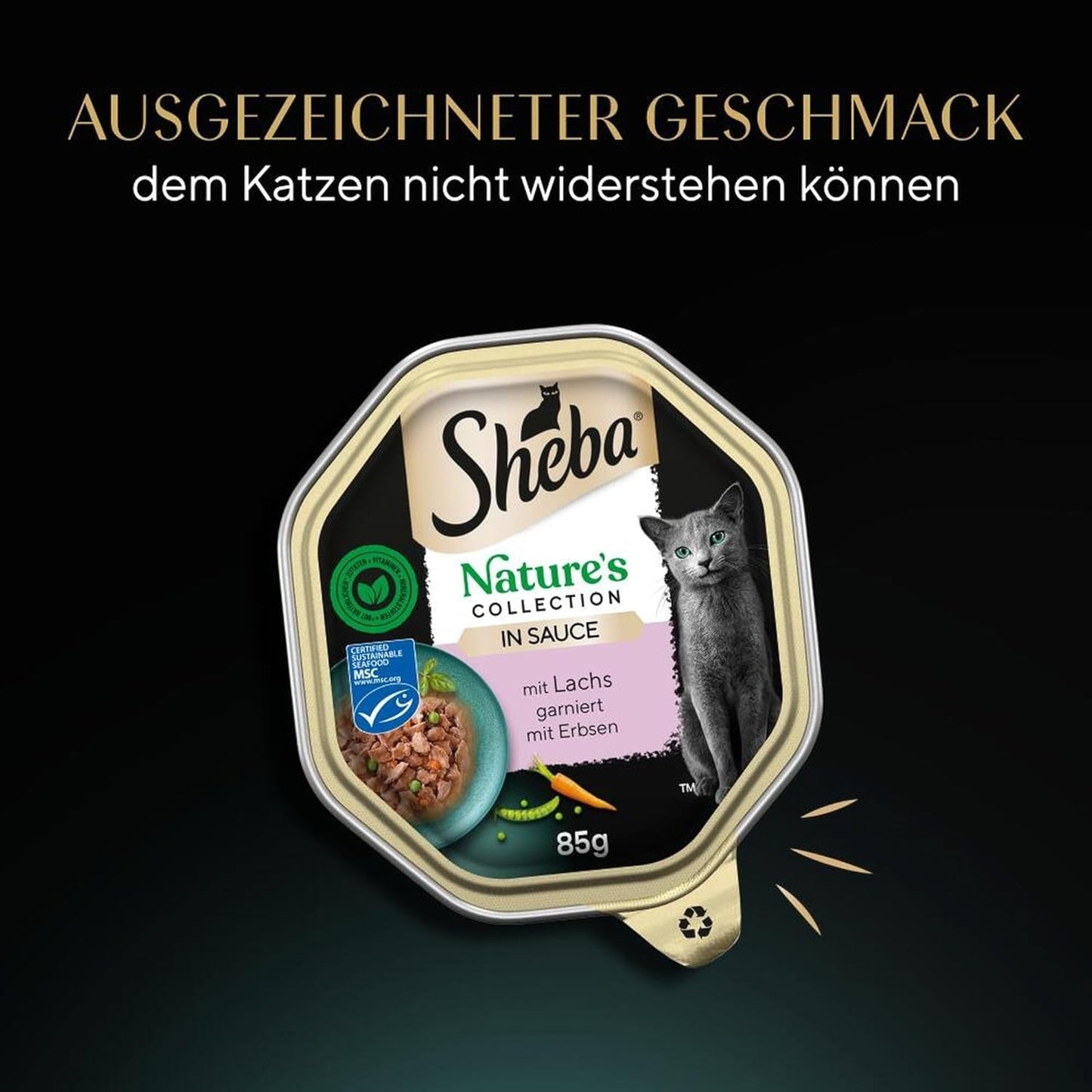 SHEBA Wet Cat Food, Nature's Collection i laksesauce, 2 x 11 x 85g