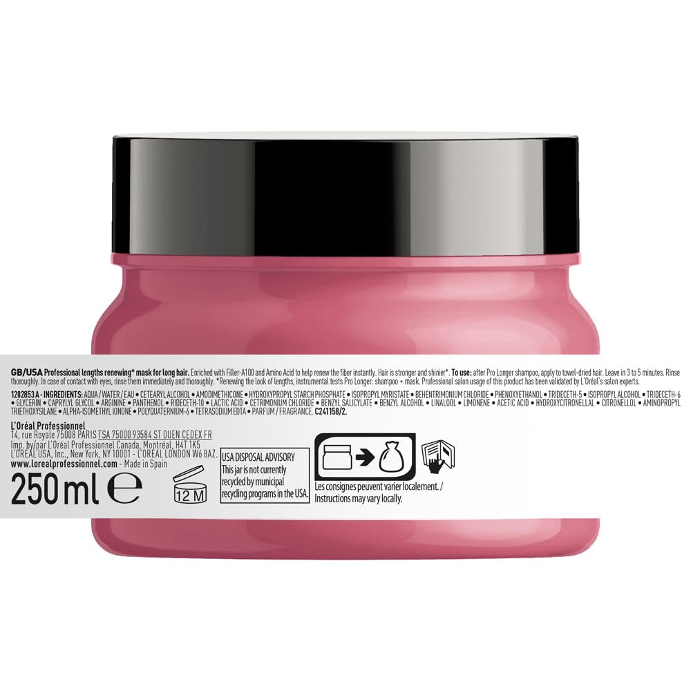 L'Oréal Professionnel hårstyrkende maske til langt og tyndt hår med Filler A-100 og aminosyrer, Series Expert, Pro Longer Mask Hair Mask Naty Shop