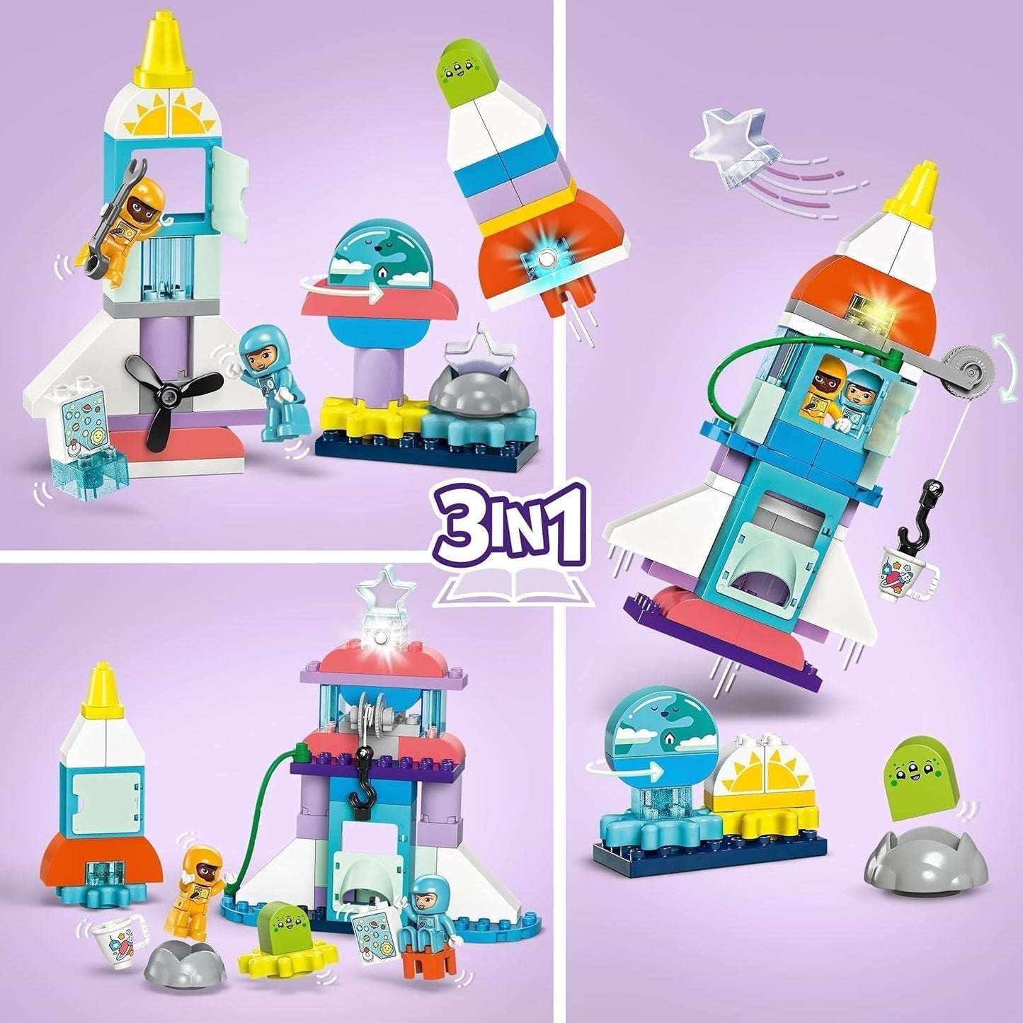 LEGO DUPLO 3-i-1 rumfærge Masser af Adventure Space Sæt Raket Legetøj til Børn Byggevidenskab Legetøj Tidlig udvikling Motoriske færdigheder Gave til 3-årige 10422 Byggesæt Beuche den LEGO-Store