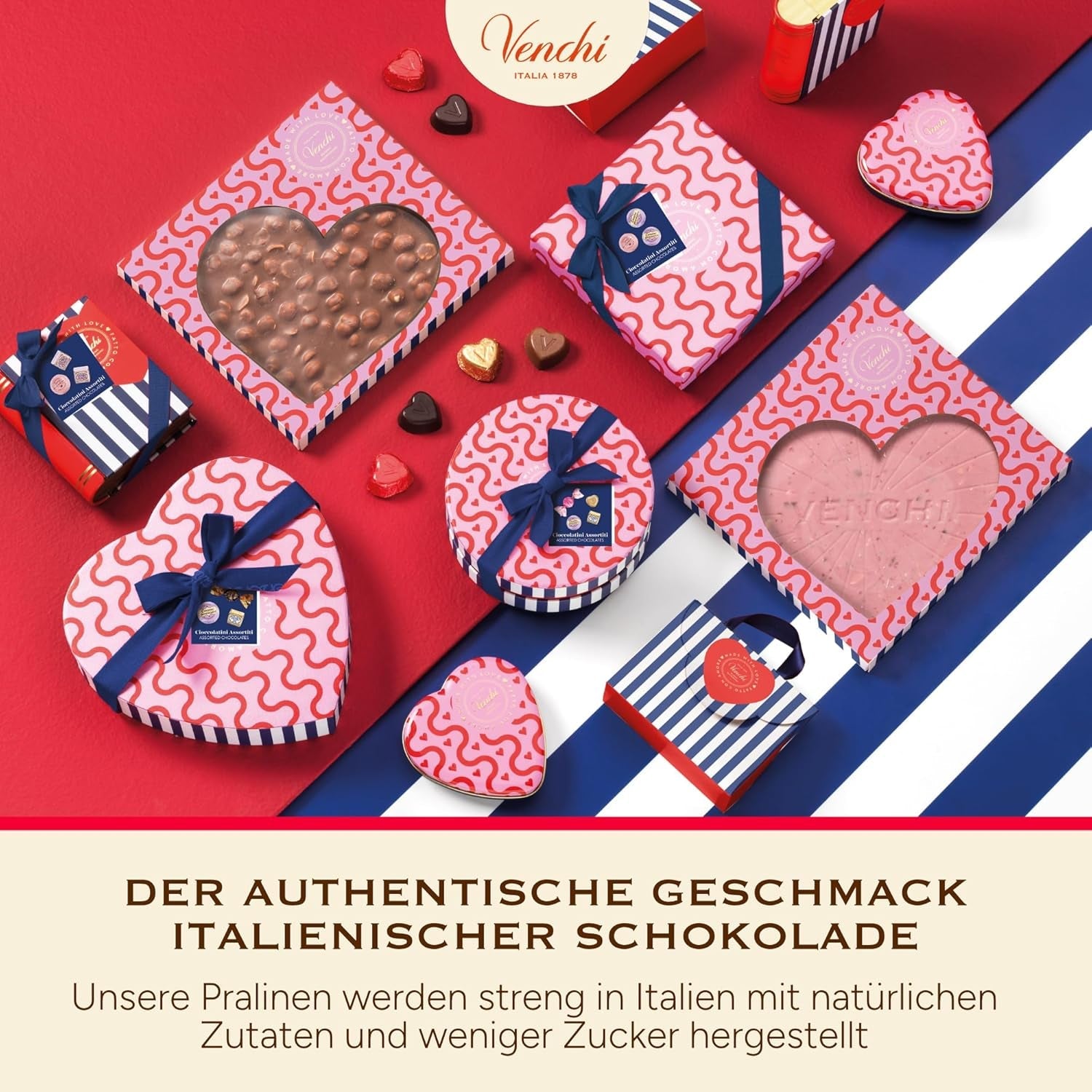 Venchi - æske med 9 forskellige chokolader, 175 g, glutenfri, ingen kunstige farver eller konserveringsmidler, gaveidé til Valentinsdag