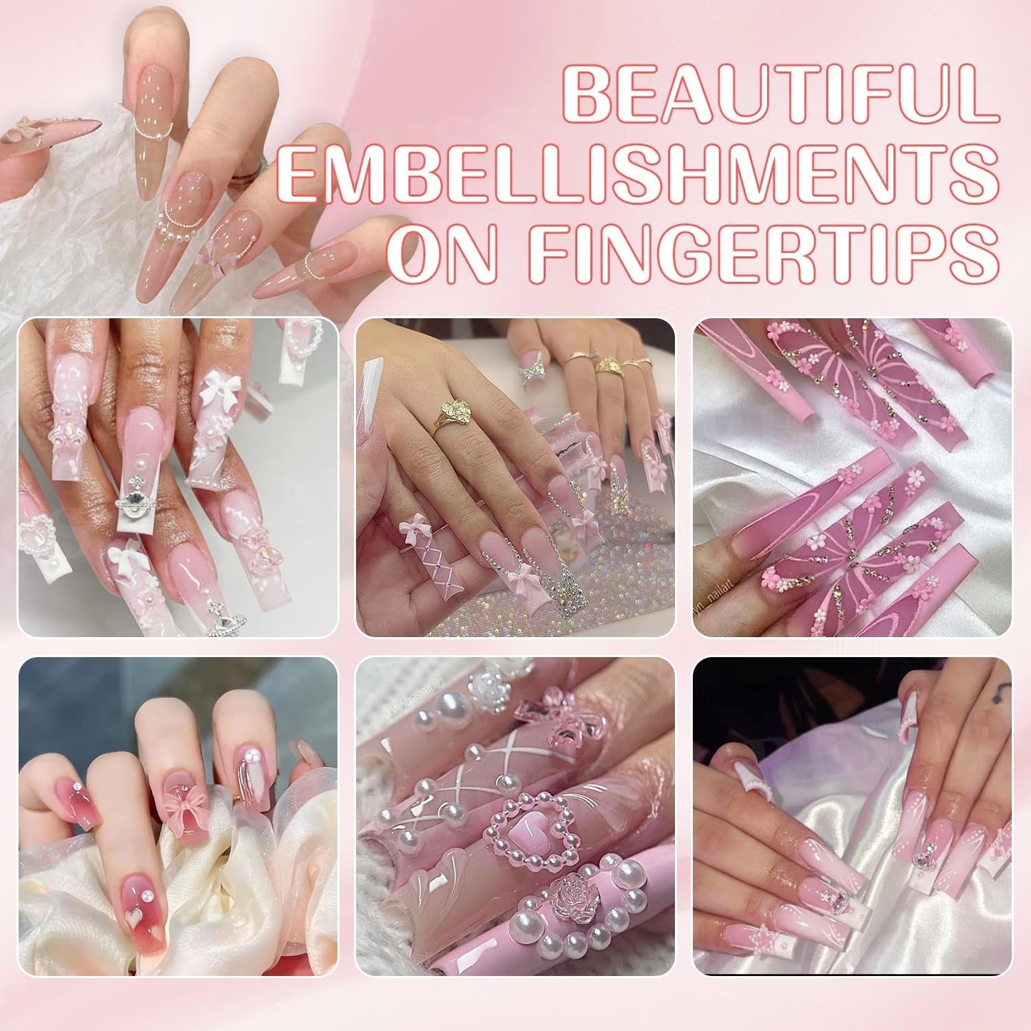 3D Nail Art dekorationer, 1 æske Nail Art Charms, Blandet stil Blomsterhjerte Sløjfe Nail Art Charms, Resin Nail Art dekorationer, Til Negle Art dekorationer, DIY håndværkstilbehør