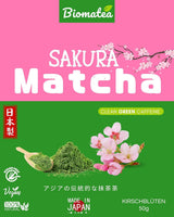 Sakura Matcha te 50 g - ceremoniel kvalitet fra Japan - Premium grøn te med Sakura blomsterpulver - Første høst, stenmalet, vegansk, ingen tilsætningsstoffer