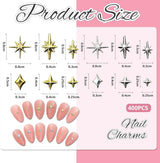 400 stk Stern Nail Charms Guld Sølv, Charms Nägel Tilbehør, Nagel Deko, Nail Art Tilbehør, Nagel Charms, Nagel Steine, Nail Design, Charms Für Nägel