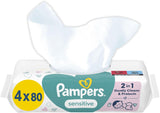 Pampers Sensitive babyservietter, 15 pakke med 80 servietter, 1200 babyservietter, 2-i-1 skånsom rensning og hudbeskyttelse