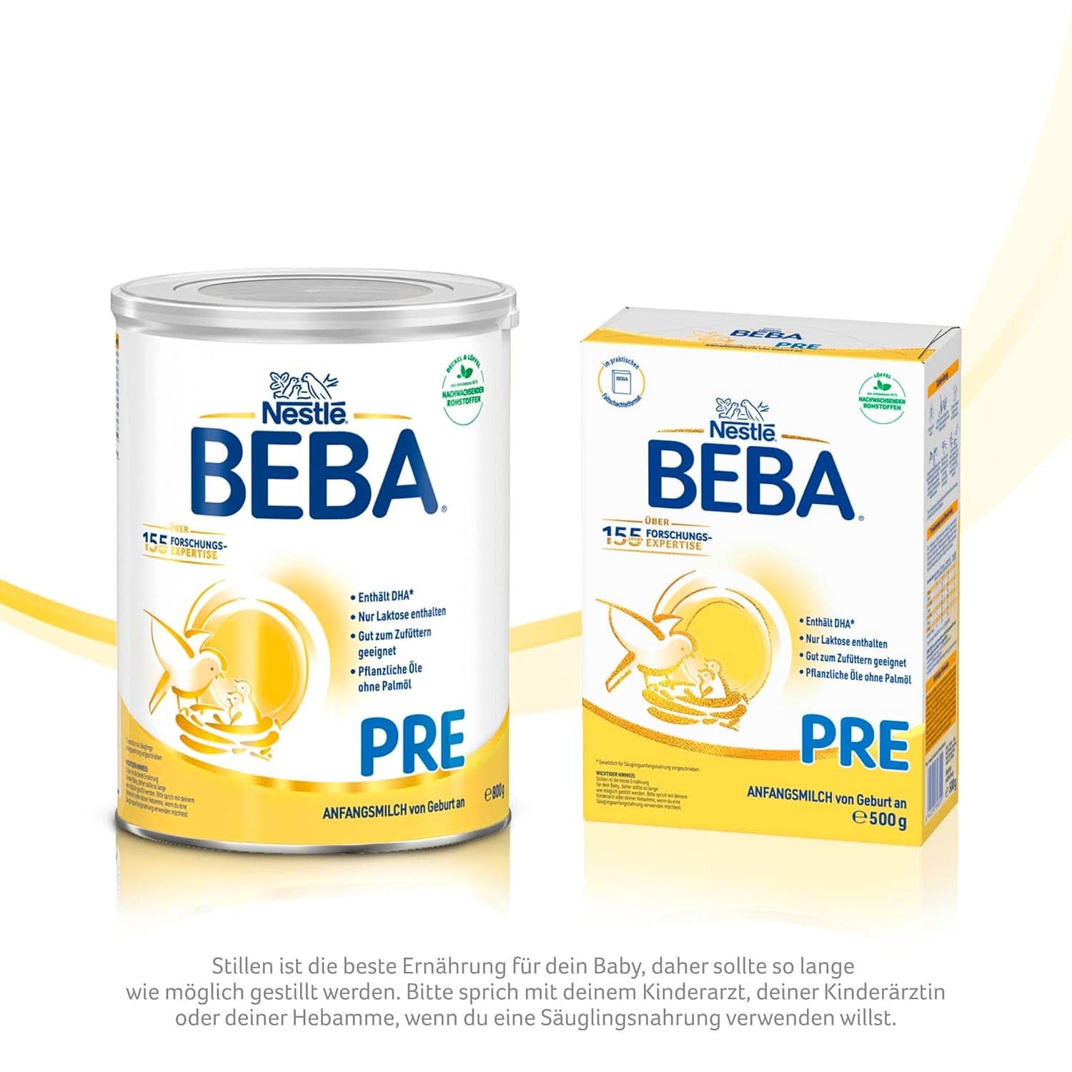 BEBA PRE Initial mælk fra fødslen, babymad med DHA, kun laktose, ingen palmeolie, pakke 3 (3 x 800 g) Naty Shop