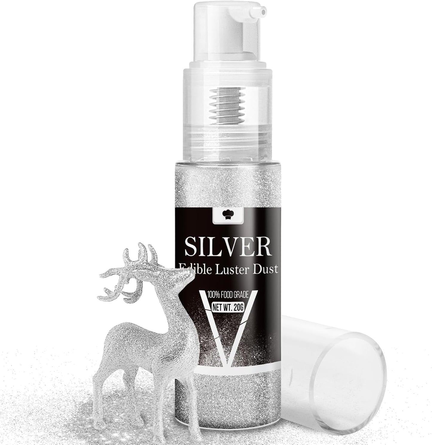 Spiselig glitterspraysæt - 20 g mad iriserende glitterstøv til drinks, champagne, kager - spiselig metallisk madfarve til cocktails, vin, spiritus, bagning, kager