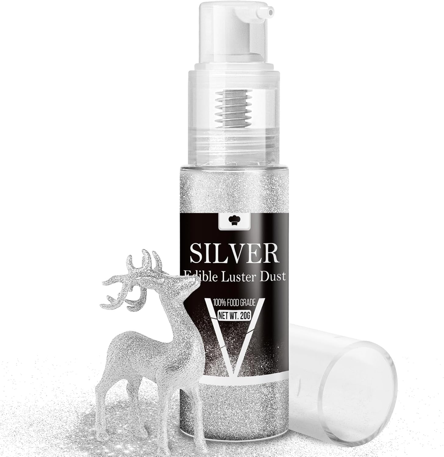 Spiselig glitterspraysæt - 20 g mad iriserende glitterstøv til drinks, champagne, kager - spiselig metallisk madfarve til cocktails, vin, spiritus, bagning, kager
