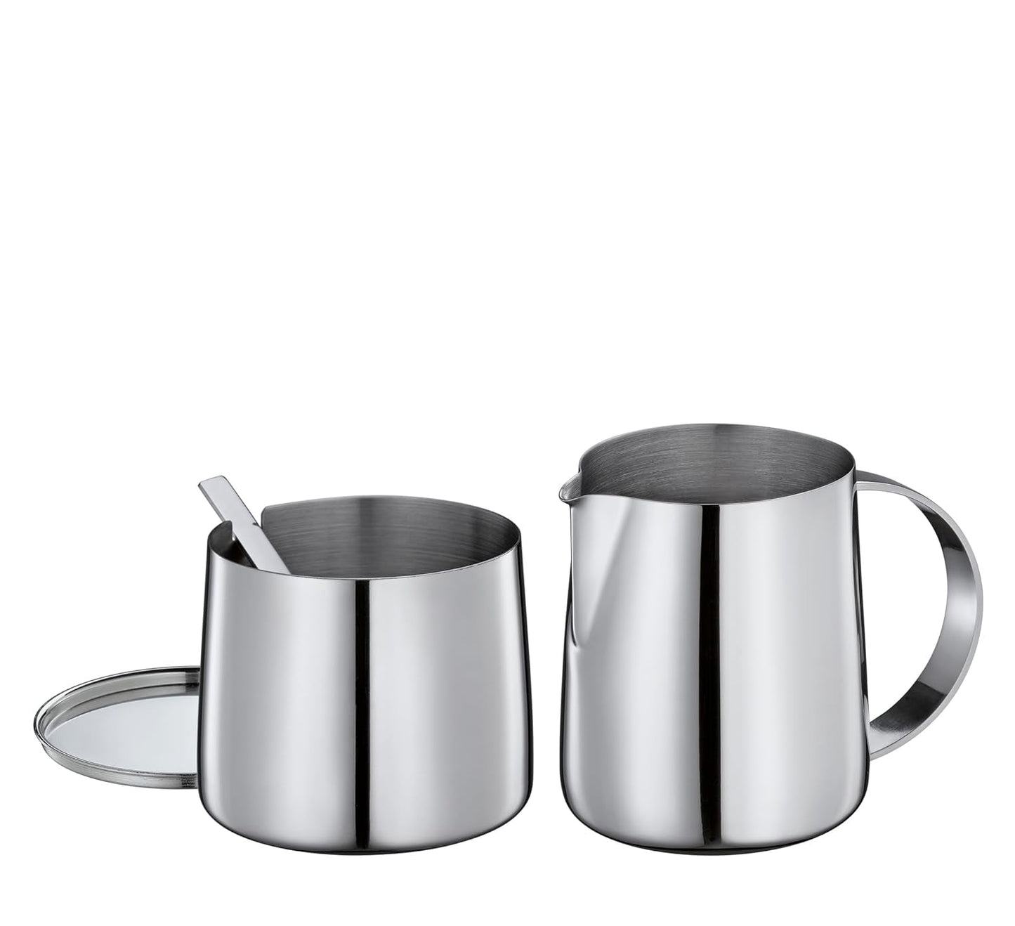 Cilio DELIZIA Tand og kop mælk | Kaffesæt | Mælkekrus og beholder i rustfrit stål | Stabelbar | Med ske | Portioner 250 ml mælk og 220 g sukker