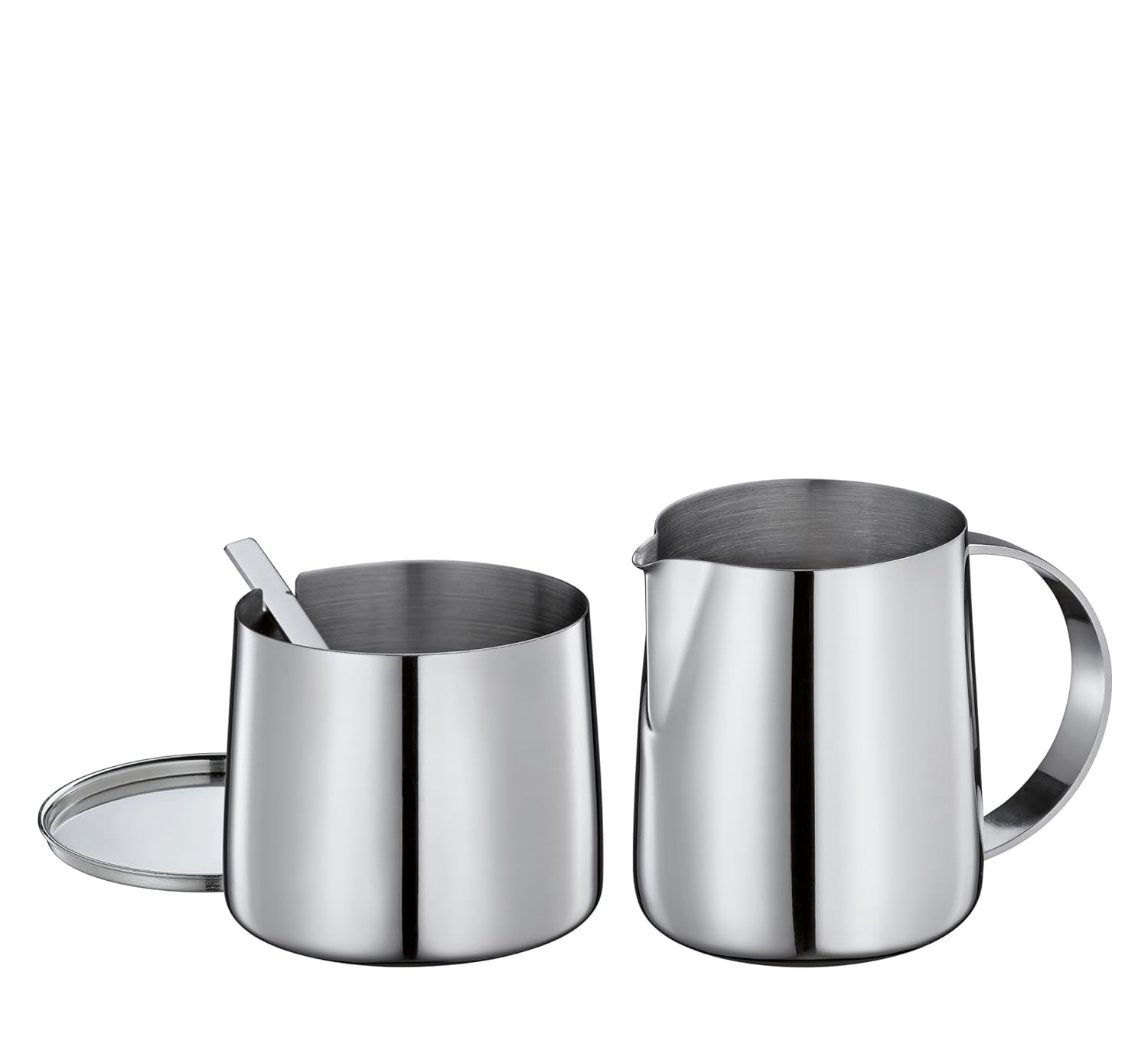 Cilio DELIZIA Tand og kop mælk | Kaffesæt | Mælkekrus og beholder i rustfrit stål | Stabelbar | Med ske | Portioner 250 ml mælk og 220 g sukker
