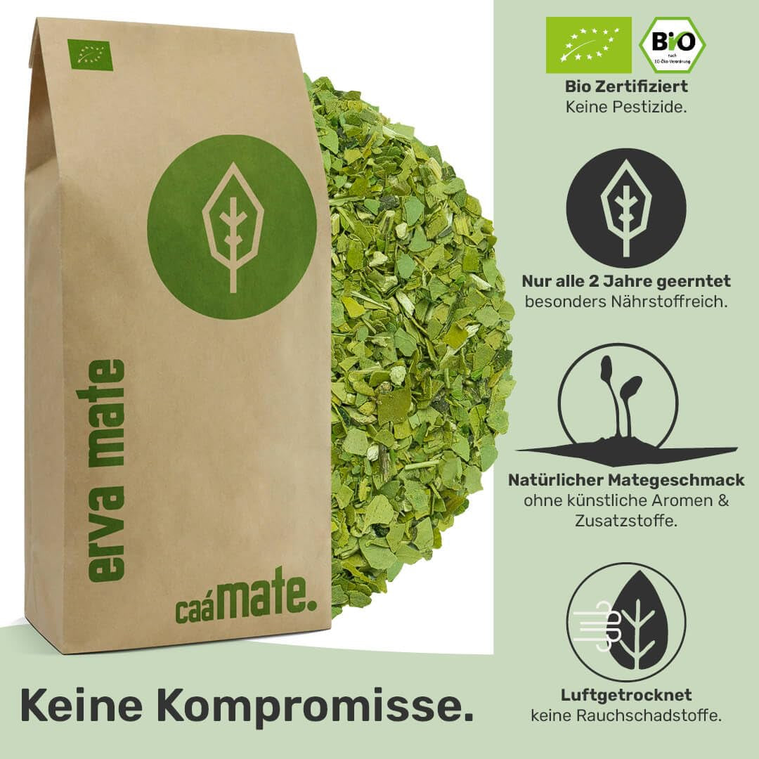 Mate te smagesæt ● 4 varianter af økologisk Mate te ● 100 g hver Erva Mate + Yerba Mate + Green Mate te + Roasted Mate te