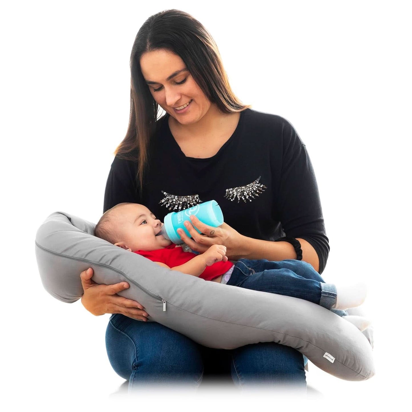 Innovagoods - Multifunktionel ammepude, Ergonomisk design til afslapning af mor og barn, Justerbar til forskellige positioner, Vaskbar, farvet, polybomuldstilbehør Mad og amning Baby Naty Shop