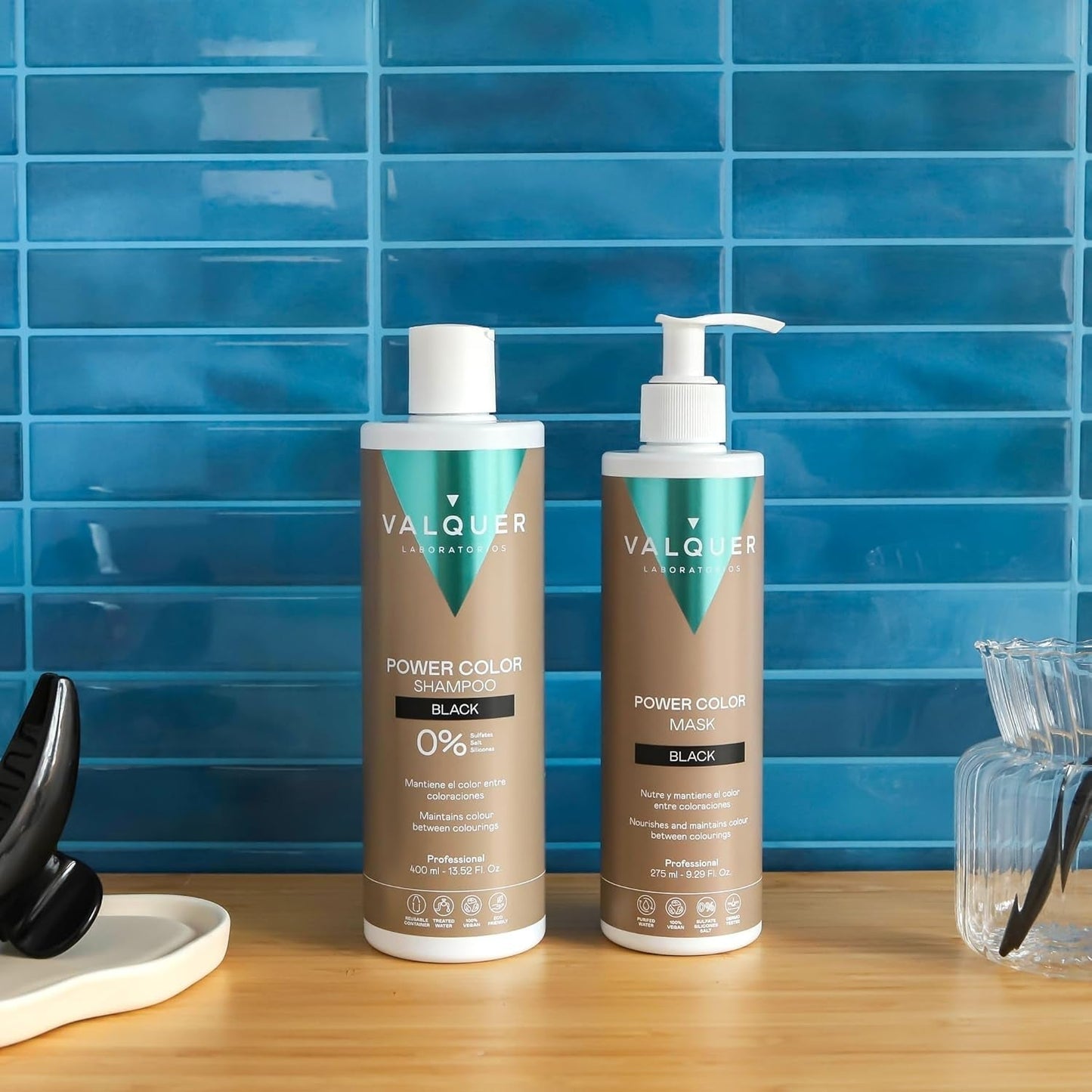 Valquer Power Color Mask vegansk og silikonefri formulering Giver hårfarve 290 ml sort Hårmaske Naty Shop