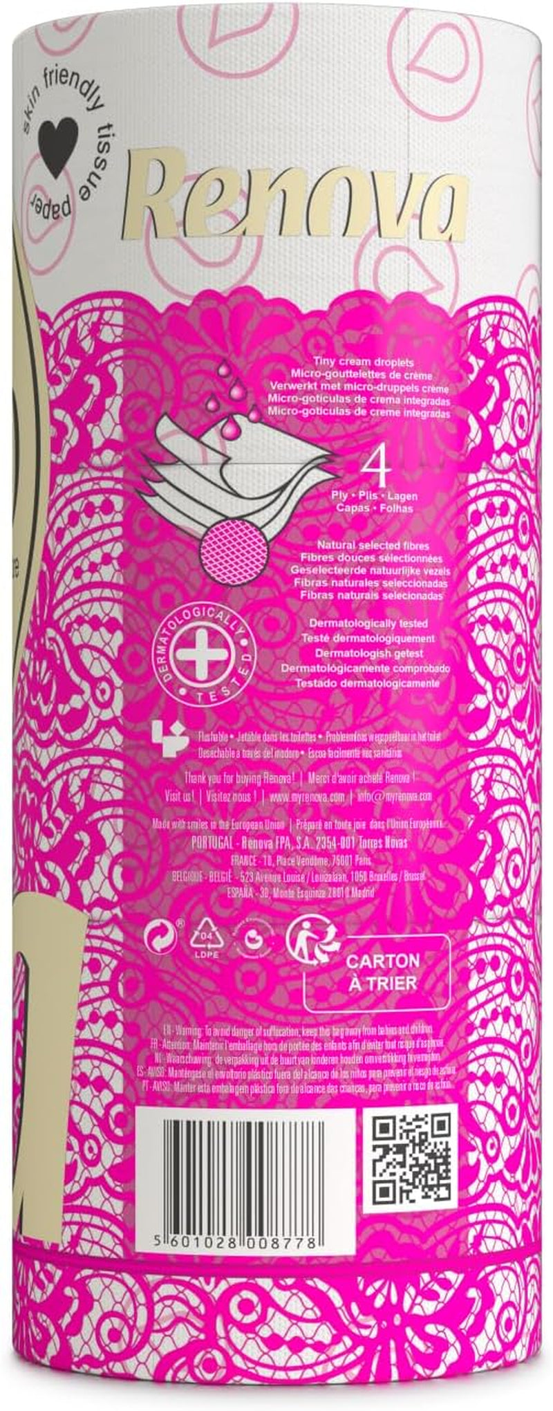 Toiletpapir Renova 4 lag hvid dekoreret duftende - 12 ruller rulle Blanco Decorado Perfumado