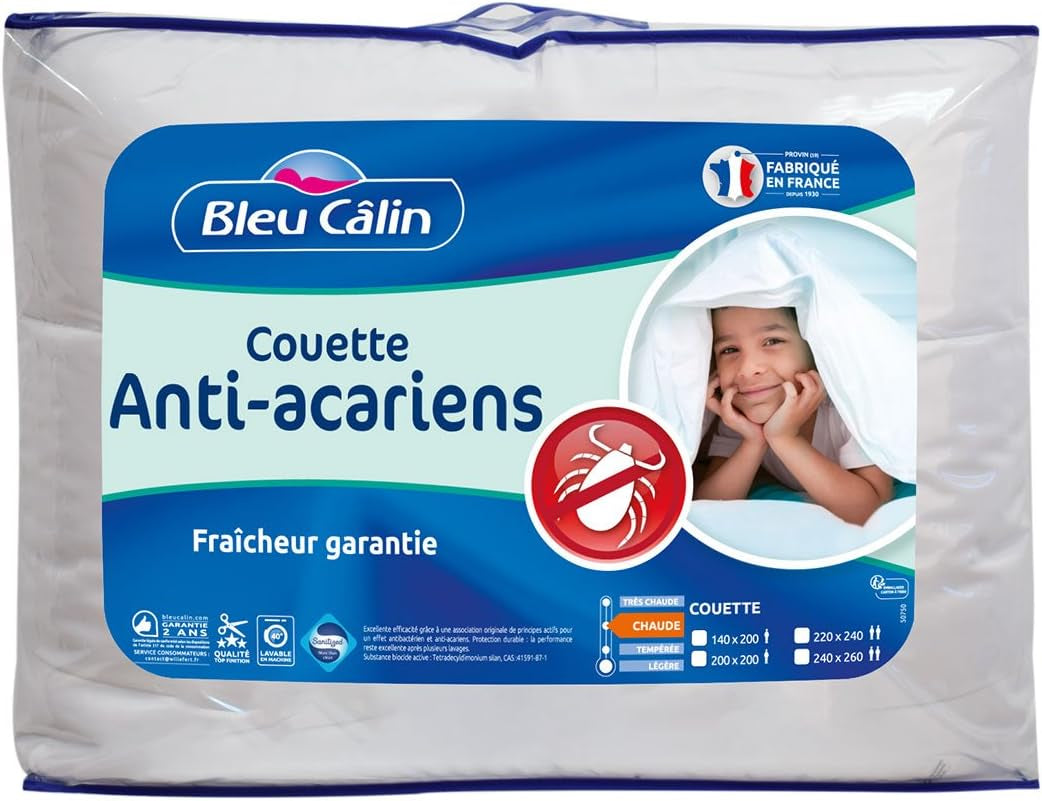 Bleu Calin antimidedyne 140X200 Cm, Til enkeltseng, Blødt mikrofiberbetræk, Desinficeret behandling Dyner og dyner Naty Shop