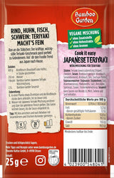 Bamboo Garden - Teriyaki krydderblanding , Gewürzmischung für Teriyaki , Für 4 Portionen , Ohne Geschmackverstärker og Konservierungsstoffe , 1 x 25 g (Verpackungsdesign kann abweichen)