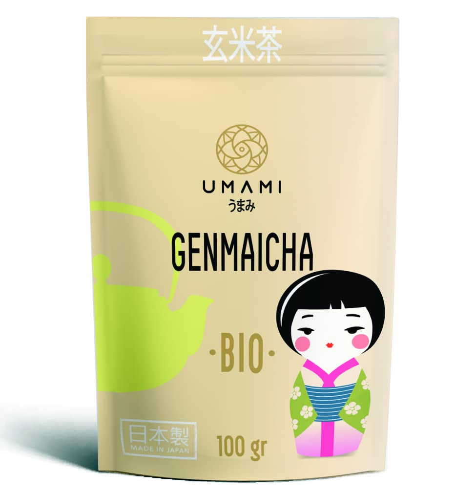 Grøn te Umami Bio Genmaicha fra japanske kulturer, 100g - Teblade med stegte ris -