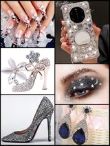 EBANKU Nail Art Strass Kit Multi Design Zubehör Mit 1 Pinzetten 1 Stück Wachsstifte Deko Diamanten Kristalle Perlen Edelsteine ​​Bunt Pferdeaugen Strass Metal Nieten Für Nagel DIY (1 Stück (10Er Pack))