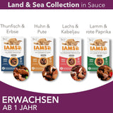 IAMS Delights Land & Sea Collection våd kattefoder - kød- og fiskesortiment Multipak i sauce, vådfoder til katte fra 1 år og derover, 12 x 85 g