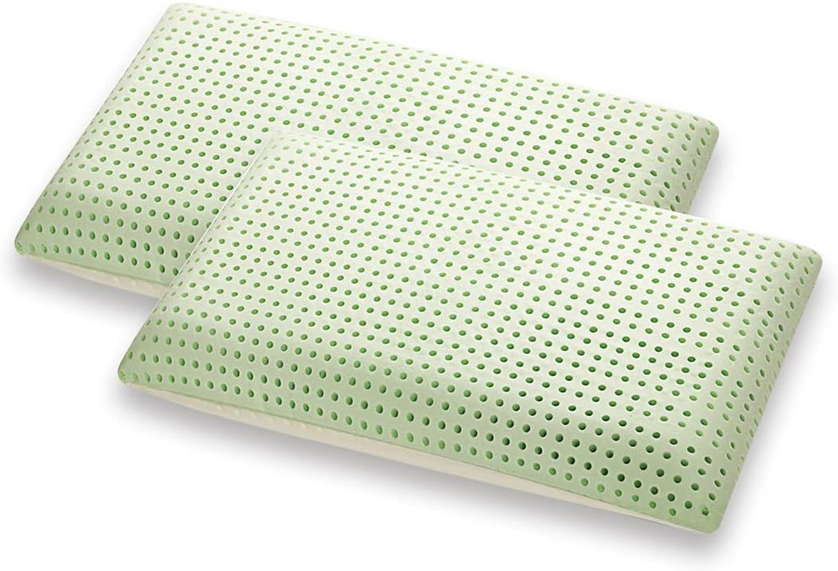 Ortopædisk nakkestøttepude - Økologisk Aloe - Aloe Vera Viskoelastisk pude 14 cm Højde 100% bomuldsbetræk Viscopude - Memory Foam Pude - Lavet i Italien Naty Shop Standardpuder 2 stk (1 pakke)