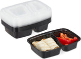 Relaxdays Meal Prep Boxes, Sæt med 10, 2 rum, Mikrobølgebestandig, 800ml, Plastic Mad Box med Låg, Sorte Mad Opbevaringsbokse Naty Shop Standardtitel