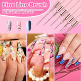 6 Stück Liner Nailart Pinsel Nageldesign Pinsel Sæt Dünn Acryl Nagelpunkt-Zeichenwerkzeug Nägel Dünne Nagelpinsel Sæt Für Lange Linien, Dünne Details, Feines Zichnen 5/7/9/11/15/25 Mm（Rosa）