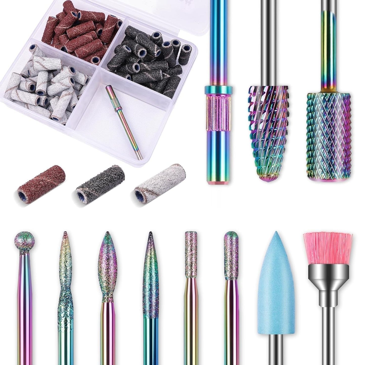 Depvko 30 Stück Nagelfräser Aufsätze Bits, 3/32'' Keramik Bohrer Für Nägel Acryl Diamant-Nagelhaut-Efile-Hartmetall-Retferner Für Zuhause Salon Gel, Maniküre Pediküre-Werkzeuge (Inklusive 3 Etueln)