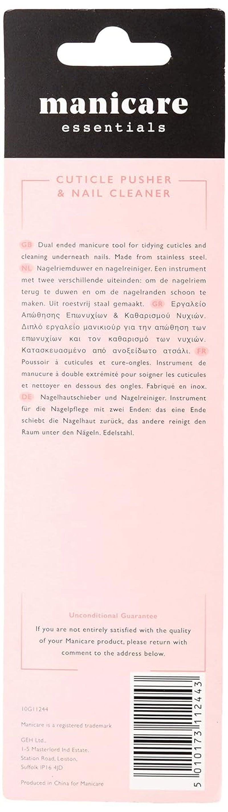 Cuticle pusher og neglerenser, professionelt manicure/pedicure værktøj, dobbelthovedet rustfrit stål, perfekt til forvoksede neglebånd, renser under/omkring negle, fjerner neglelak
