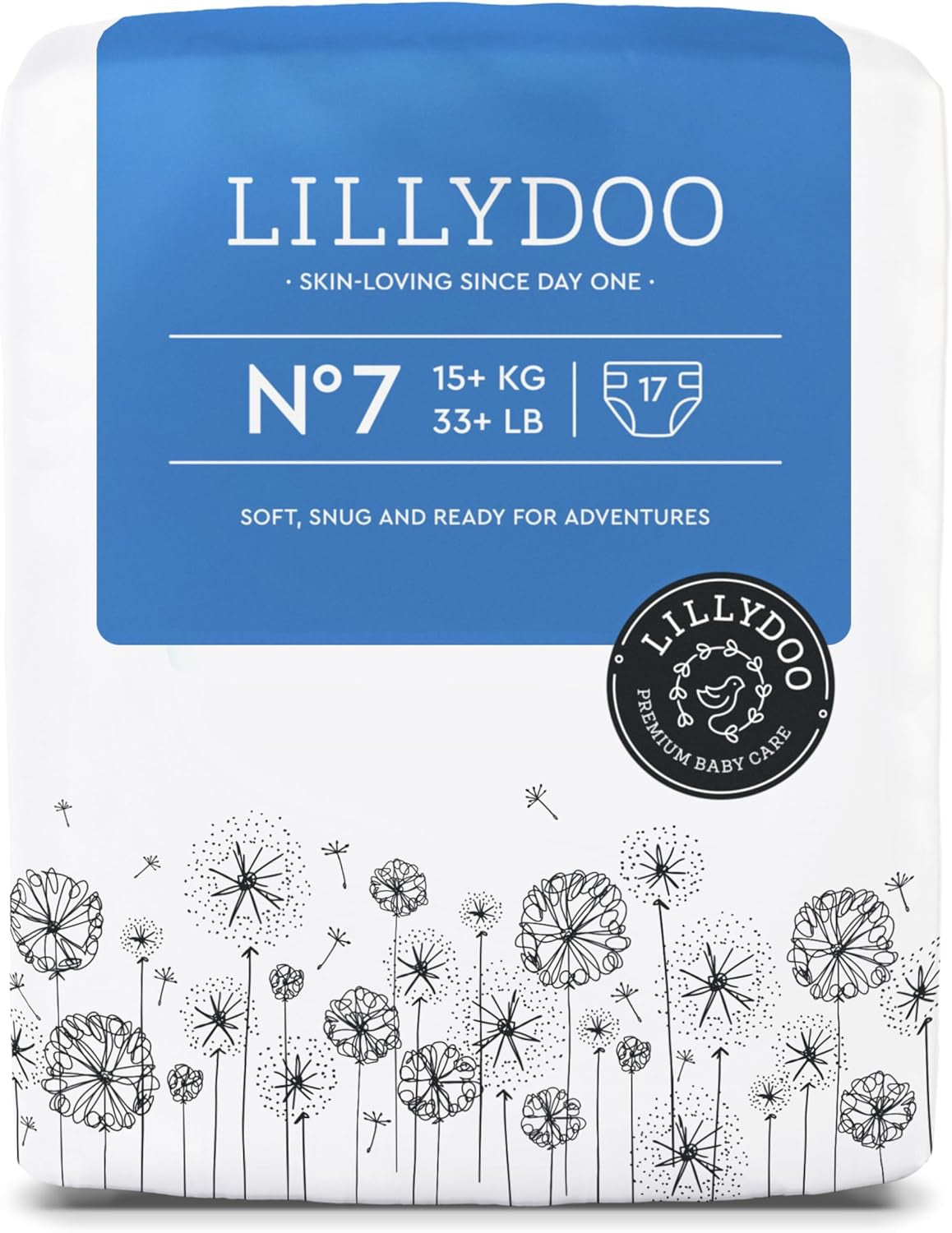 LILLYDOO Babybleer Hudvenlig - Størrelse 3 (6-10 kg), 29 stykker, pålidelig lækagebeskyttelse, blød, parfumefri og lotionfri til følsom hud, dermatologisk testet
