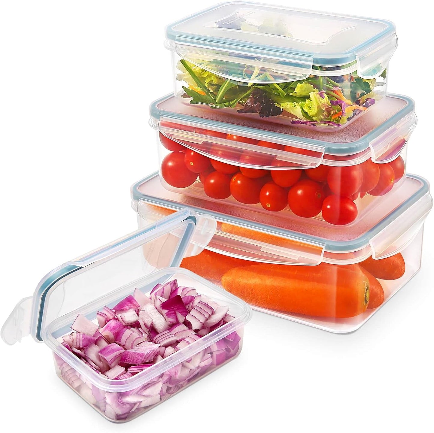 YASHE Fødevareopbevaringskrukke med låg 12 stk. plastikopbevaringskrukkesæt BPA-fri 100 % lækagesikker, stabelbare klare madopbevaringskasser Naty Shop Mb-04-4Pcs