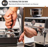 Krups Precision manuel espressomaskine med portafilter og kværn, barista kaffemaskine med intuitivt kontrolpanel, præ-infusionsindstillinger, espressomaskine med dampmundstykke, hurtig opvarmning, XP801T10