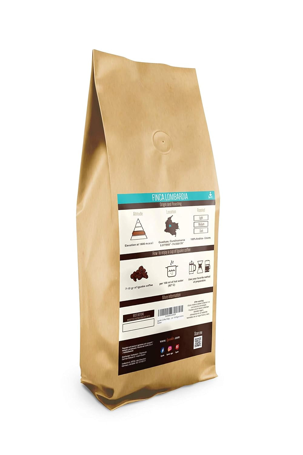Iguaque kaffe 1000gr | Premium Kaffee ganze Bohnen 100% Arabica fra Colombia | Familienbetrieb - Single Origin Kaffeebohnen - Nachhaltige eigene Plantage im Hochland - Kräftiges Aroma